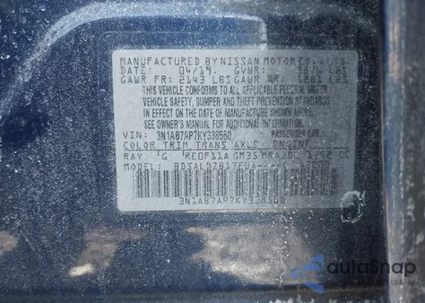 2019 Nissan Sentra Sv from USA, damaged, VIN 3N1AB7AP7KY338560